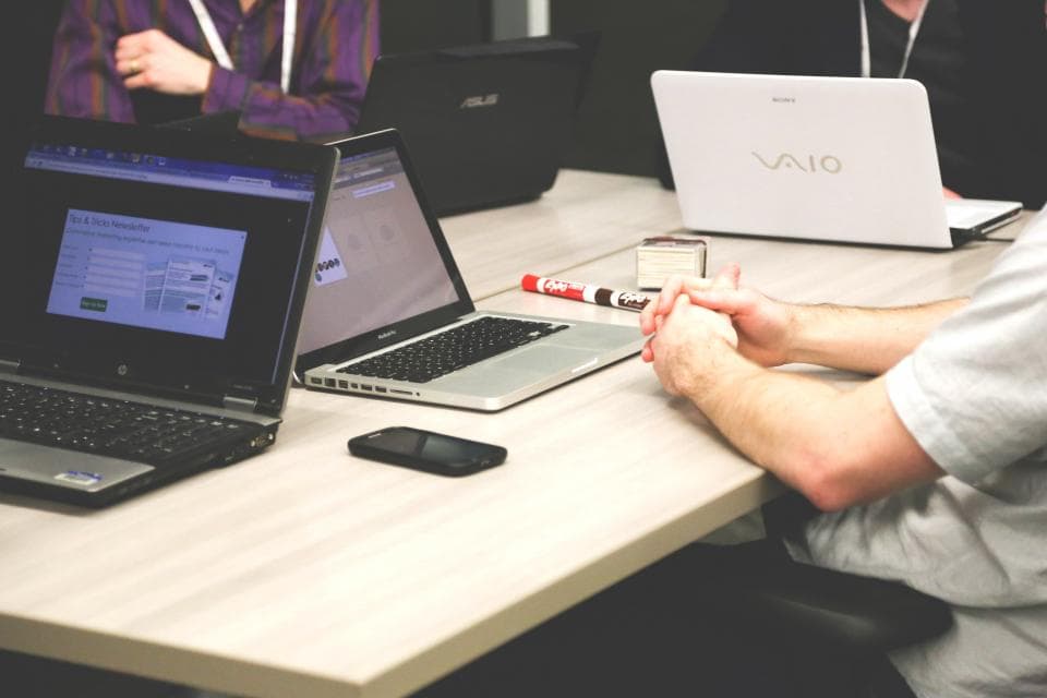 A professional team at a desk